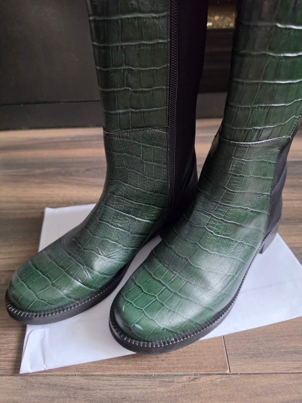Unity In Diversity Green Croc Embossed Knee High Boots Size 38 US 7.5 - Picture 7 of 11